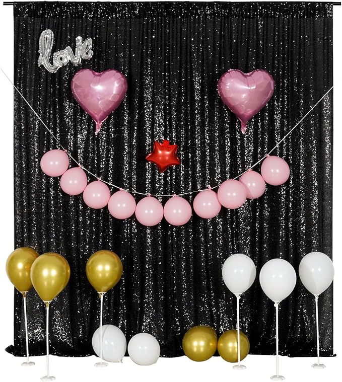 Poise3EHome Black Sequin Backdrop, 20Ft x 10Ft Glitter Photography Background Curtains for Halloween Party Wedding Birthday Christmas Thanksgiving Decoration - Image 8