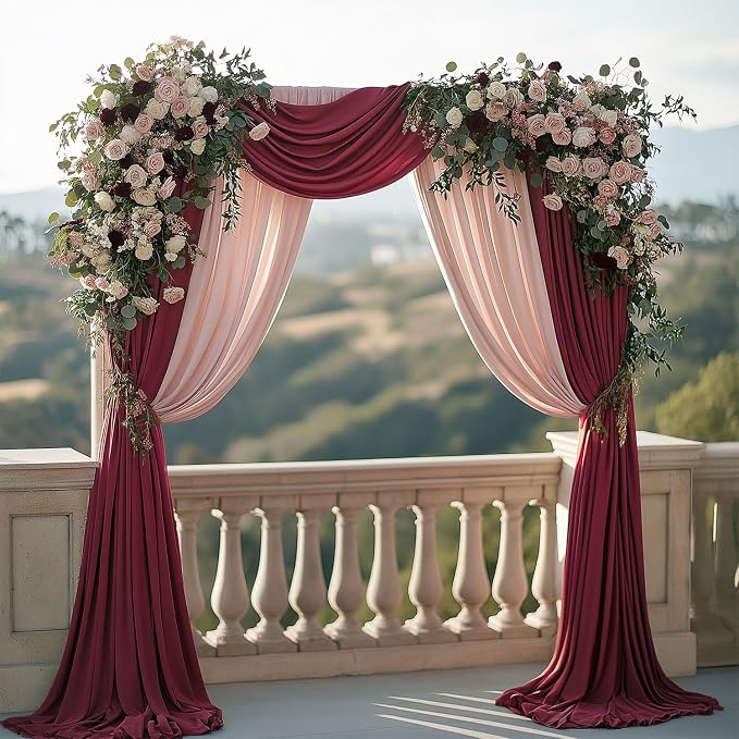 ESGOTBME 30x10ft Wrinkle Free ‌Burgundy Backdrop Curtain for Parties Soft Fabric Drapes Wedding ‌Curtain Backdrop for Birthday Party Decorations Background for Photography 5x10ft, 6 Panels - Image 6