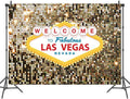 8x6ft Welcome to Las Vegas Backdrop for Photography Casino Night Poker Themed Birthday Party Photo Background Gold Luxury Prom Costume Dress-up Photoshoot Banner by Fanghui
