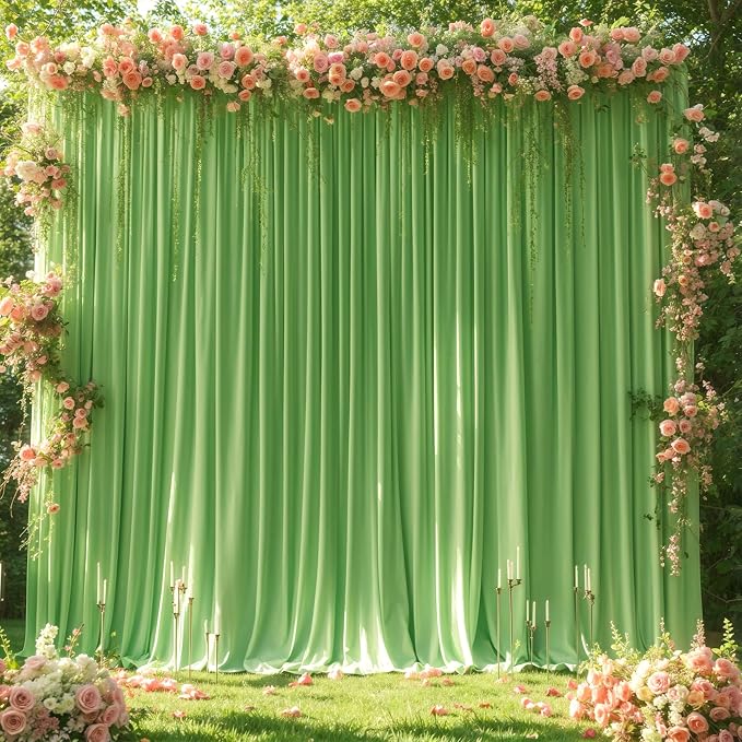 Sage Green Backdrop Curtain 6 Panels-Wrinkle-Free Green Curtains Polyester Photography Drapes for Baby Shower Birthday Party Photo Background Backdrop Stand- 24 X10FT (Sage Green) - Image 6