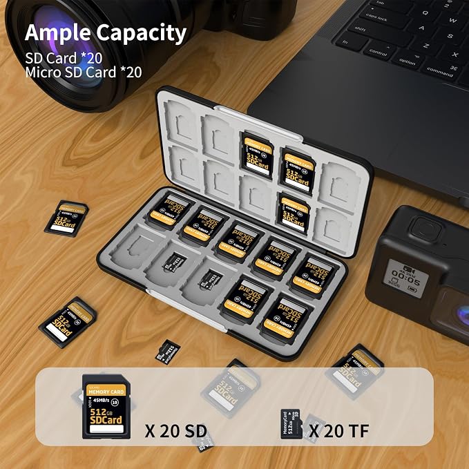 Memory Card Case with 40 Card Slots for SD and Micro SD Cards | Portable SD Card Holder, Hard ABS Shell with Soft Silicone Lining, Precise Card Slots,Magnetic Closure for daily travel - Image 5
