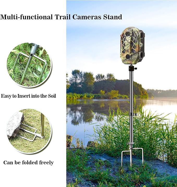 Stedan 4 Pack Trail & Game Camera Stand Mounts Thick Foldable Stainless Steel Bracket 360° Adjustable Universal Thread Connection 1/4''-20 (6 mm) for Hunting, Fishing - Image 2