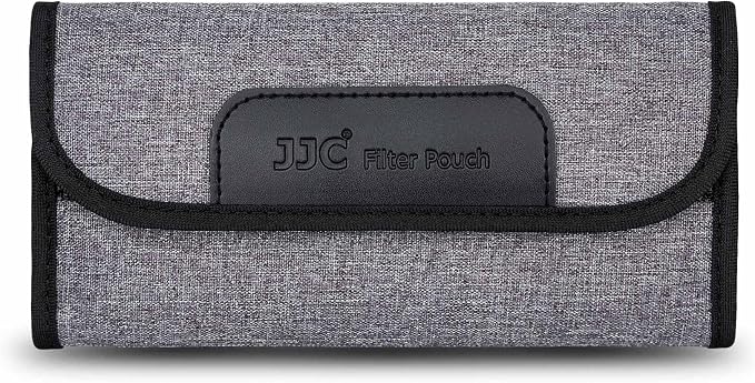 4-Pocket Lens Filter Pouch Case for Circular Filter Up to 82mm, Dustproof Lens Filter Wallet with Padded Elastic Interior for ND UV CPL Filter | Padded Folding Filter Bag, Hoop & Loop Closure, Durable Polyester Material, Handy Size 8.3x4.1x1.0", Compac... by JJC