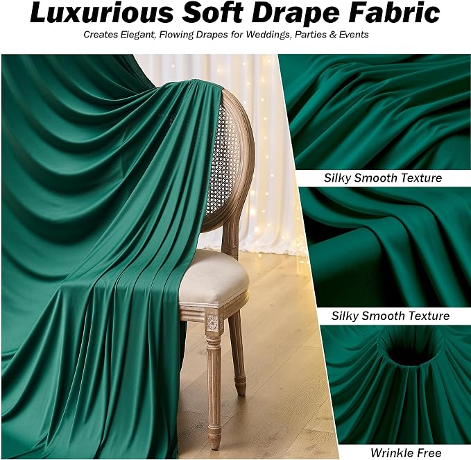 10x12 ft Forest Green Backdrop Curtains for Weddings, Birthdays and Photos | 2 Panels 5x12 ft, Wrinkle-Free Polyester Drapes, Washable, Ironable, 4 in Rod Pocket for Baby Showers Photography Background - Image 4