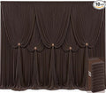 10 Panels Brown Backdrop Curtains for Wedding Party Wrinkle Free Backdrops Curtain Drapes Fabric Decorations Photo Back Drop Cloth for Baby Shower Photography Stage Reception 50ft(W) x 12ft(H) by Tao-GePartyDecorations