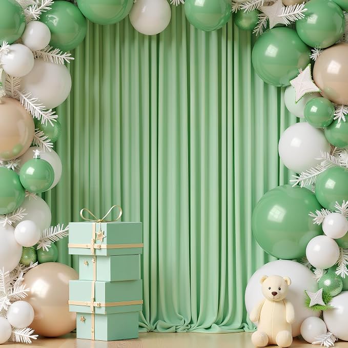 Sage Green Backdrop Curtain Drapes for Parties, 3Pack 10x8FT | Wrinkle Free Polyester Curtain Backdrop Draping Fabric for Backdrop Photoshoot Birthday Party Background,6 Panel 5x8FT - Image 3