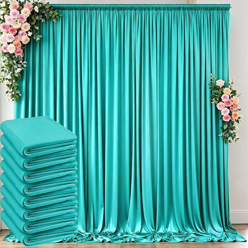 10 ft x 40 ft WWrinkle Free Turquoise Backdrop Curtain for Parties, Thick Polyester Teal Photo Backdrop Drapes,8 Panels 5ft x 10ft for Baby Shower Wedding Engagement Birthday Mermaid Party by Outpain