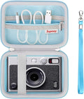 Carrying Case Compatible with Fujifilm Instax Mini EVO Instant Camera, INSTAX MINI EVO Camera Storage Holder Travel Bag with Mesh Pocket for Photos, USB Cables, Film, Blue by Supmay