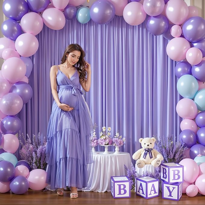 Wish Care Lavender Backdrop Curtain 8 Panels - Wrinkle-Free Polyester Photography Drapes for Baby Shower & Birthday Party - 32 X10FT - Image 4