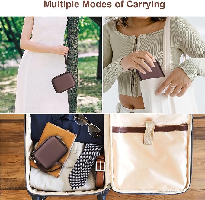 Canboc Carrying Case for KODAK PIXPRO C1 Friendly Zoom Digital Camera | For Canon PowerShot ELPH 360 HS A/ 360 HS/ 360/ IXY 650 Digital Camera, Mesh Pocket fit Cable, SD Card, Brown (Case Only) - Image 3