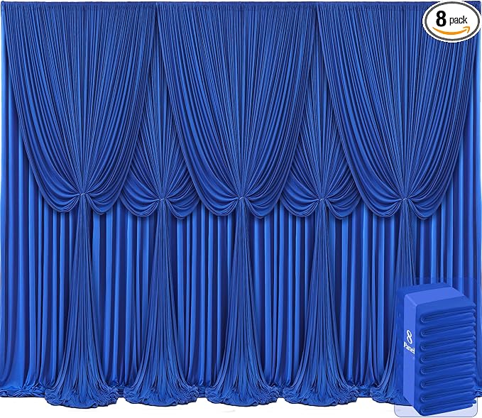 8 Panels Royal Blue Backdrop Curtains for Wedding Party Wrinkle Free Backdrops Curtain Drapes Fabric Decorations Photo Back Drop Cloth for Baby Shower Photography Stage Reception 40ft(W) x 12ft(H) by Tao-GePartyDecorations