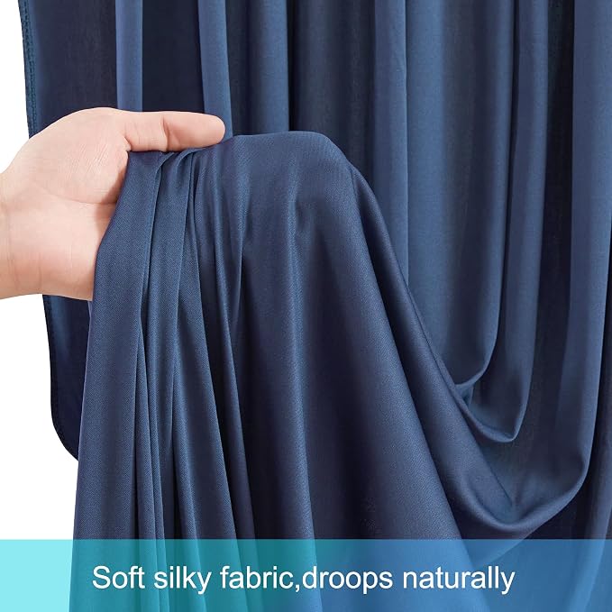 4 Panels Navy Blue Backdrop Curtains for Wedding Party Wrinkle Free Backdrops Curtain Drapes Fabric Decorations Photo Back Drop Cloth for Baby Shower Photography Stage Reception 20ft(W) x 12ft(H) - Image 8