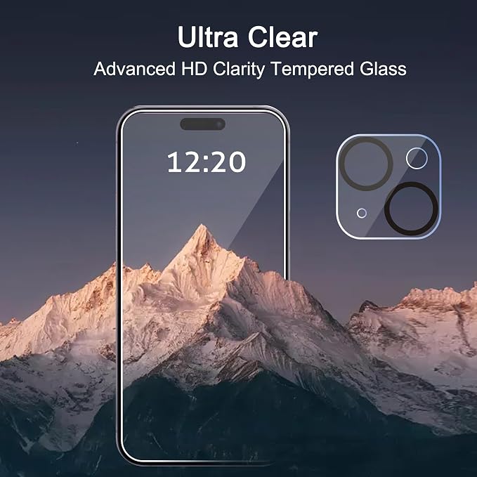 Ailun Screen Protector + Camera Lens Protector for iPhone 15 Plus, 3+3 Pack | 6.7 Inch, Installation Frame, Tempered Glass Film, Case Friendly - Image 5