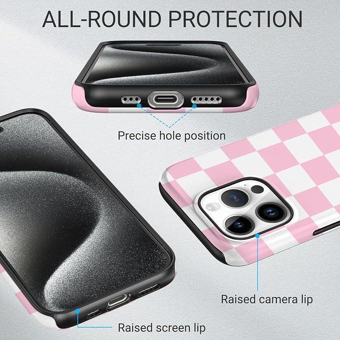 TPU Phone Case for iPhone 16 Pro, MagSafe Wireless Charging Compatible, Shockproof Slim Fit Protective Cover with Anti-Yellowing & Raised Camera Protection (Plaid 4, iPhone 16 Pro) - Image 3