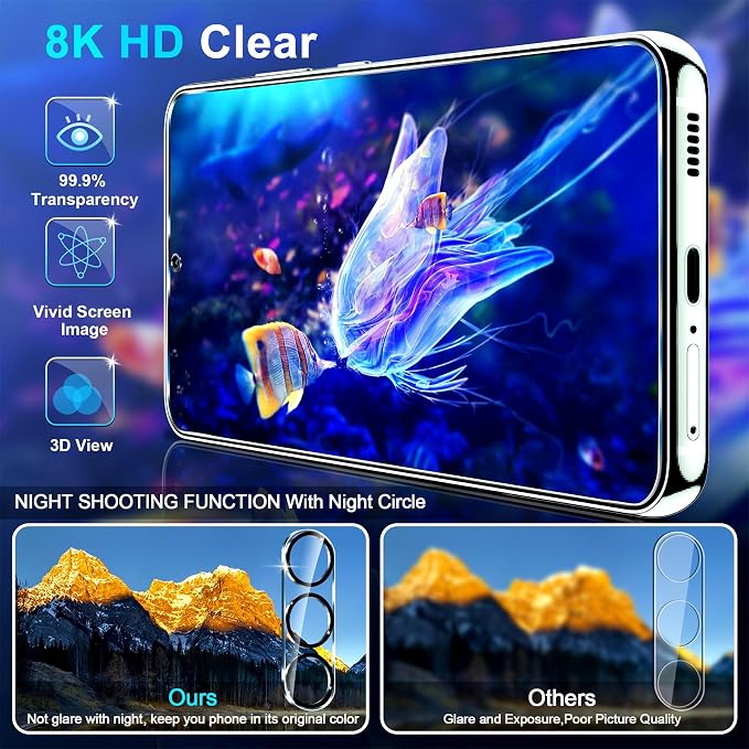 firtstnow 3 Pack for Samsung Galaxy S26 Plus Screen Protector Tempered Glass + 3 Pack Camera Lens Protector, Military Grade Shatterproof, 9H Hardness, Fingerprint Unlock, Case Friendly 6.7 Inch - Image 3