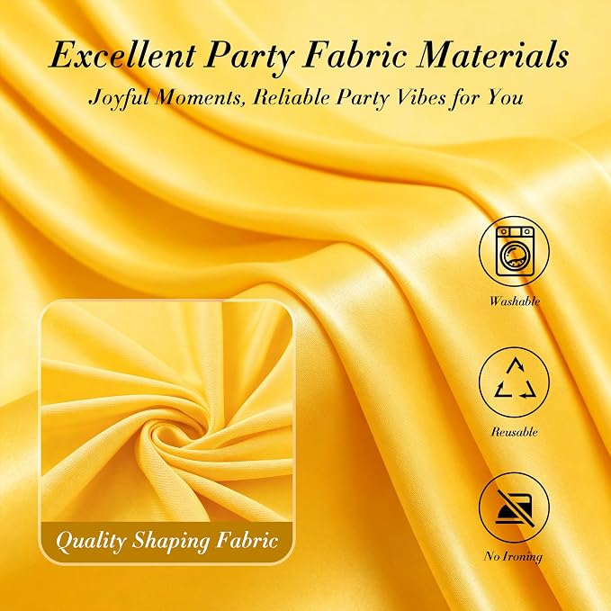 30 ft x 10 ft Wrinkle Free Yellow Backdrop Curtain for Parties, Ginger Polyester Photo Backdrop Drapes,Thick Background 6 Panels 5ft x 10ft for Baby Shower Wedding Birthday Party Backdrop Stand - Image 7
