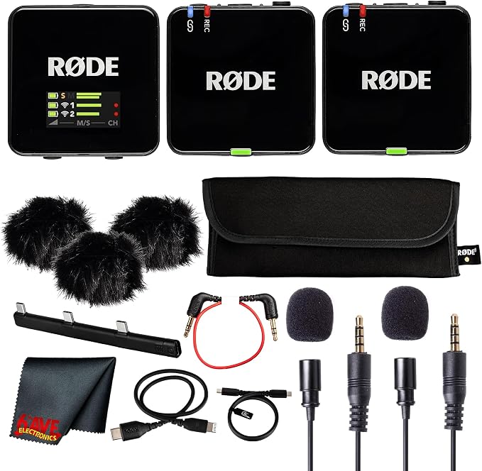 Rode Wireless GO III (Gen 3) Dual Channel Mic System | Compact 2.4GHz, 32-Bit Float Recording, Wireless Microphone for Cameras, Smartphones & Lavalier Use + 2X Lavalier Omnidirectional Condenser Mics by R%C3%98DE
