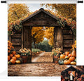 Kate Fall Backdrop Thanksgiving Backdrops for Photography Fall Maple Leaves Pumpkin Barn Door Backgrounds, 8x8ft by KateBackdropforPhotography