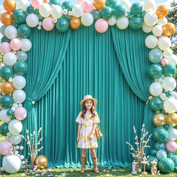 4 Panels Turquoise Backdrop Curtain for Parties Wrinkle Free Photo Backdrops Drapes Background Fabric Decoration for Baby Shower Wedding Birthday Party 20ft(W) x 10ft(H) - Image 4