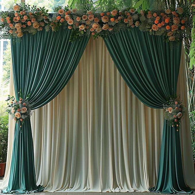 10x10ft Wrinkle Free Hunter Green Backdrop Curtain for Parties Soft Fabric Drapes Wedding Dark Green Curtain Backdrop for Birthday Party Decorations Background for Photography 5x10ft,2 Panels - Image 9