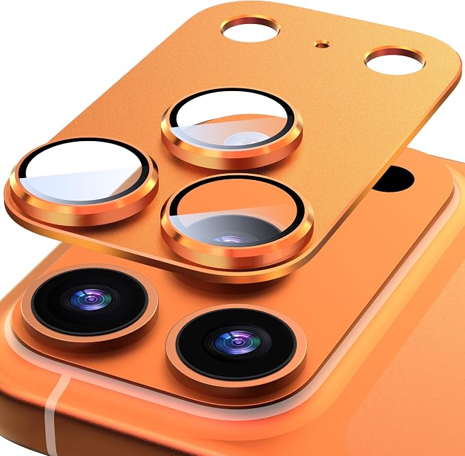 Suoman for iPhone 17 Pro Max Camera Lens Protector -Orange | [All-in-one Frosted] [Strong-Adhesion] Metal Frame Tempered Glass Camera Lens Cover by Suoman