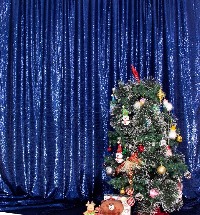 SquarePie 6x8ft Navy Blue Sequin Backdrop, High Density Non-Transparent Glitter Curtain for Photography, Birthday, Wedding Party Decorations, Thick Solid Background with 4" Rod Pocket, 1 Panel - Image 9