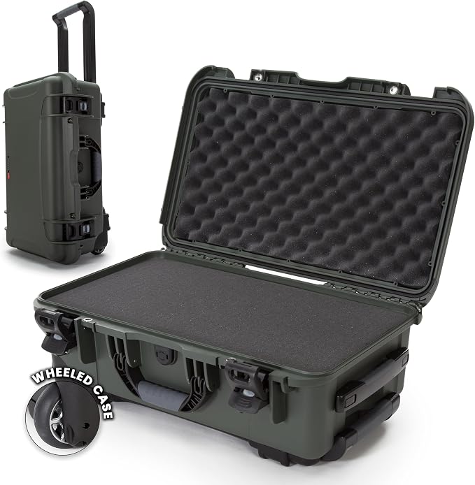 NANUK 935 Hard Case with Cubed Foam for Camera & Lenses – Waterproof Protective Equipment Case with Wheels, 22” x 14” x 9” – Dustproof and Impact Resistant, Carry-On Approved for Most Airlines – Olive | 22” x 14” x 9”, Protects Photography Equipment, E... by NANUK