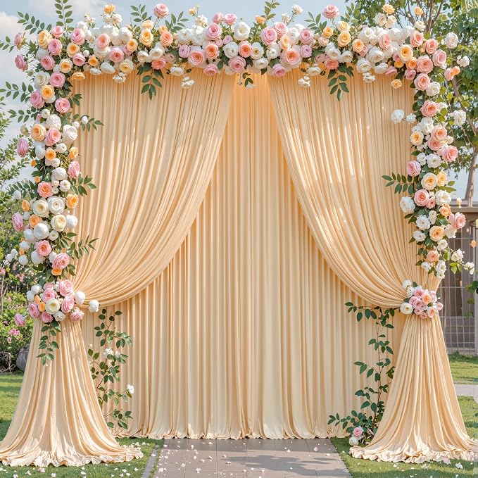 10x10 Dark Champagne Backdrop Curtain for Parties Wedding Baby Shower Wrinkle Free Photo Curtains Backdrop Drapes Fabric Decoration for Bridal Shower 5ft x 10ft,2 Panels - Image 2