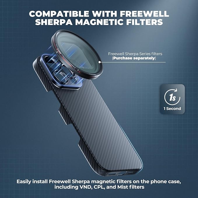 FREEWELL Pro Filmmaker Case for iPhone 16 Pro - Magnetic Filters & 17mm Lens Mount Black - Image 2
