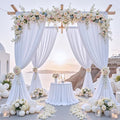 10 ft x 8 ft Wrinkle Free White Backdrop Curtain for Wedding Parties, Polyester Photography Backdrop Drapes for Birthday Parties Stage Backdrop Stand, White Background Curtains 5x8FT 2 Panels by Outpain