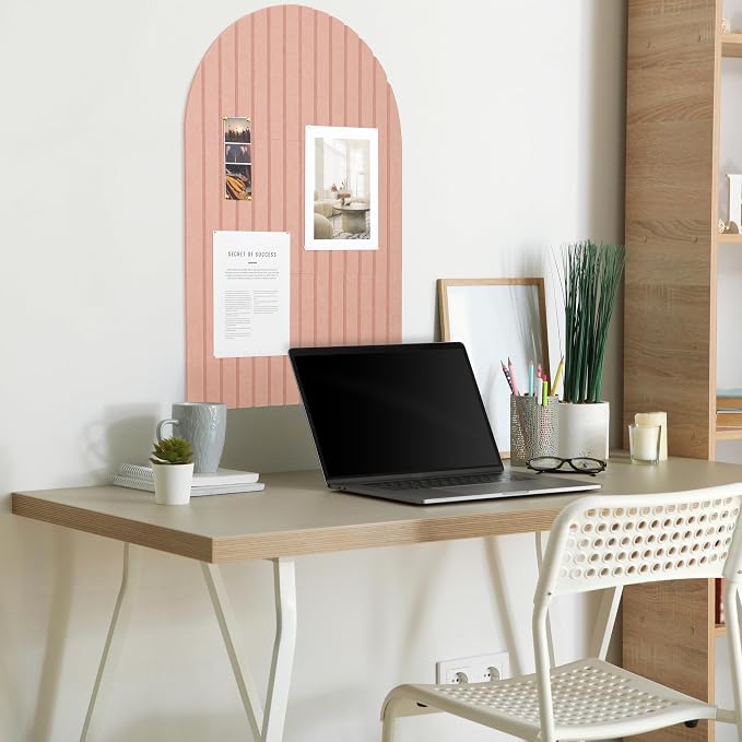 Large Arched Felt Bulletin Board - 6 Customizable Adhesive Tiles with Pins | Stylish 35" X 24" Cork Board Alternative for Office and Wall Decor - Perfect to Display Your Photos - Image 3