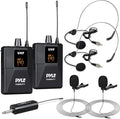 Pyle Dual UHF Microphone System - Portable Professional Cordless Microphone Set Wireless Mic Kit w/Headset / Lavalier Mic, Beltpack Transmitter, Receiver - Karaoke & Conference - Pyle PDWMU211,Black by PyleUSA
