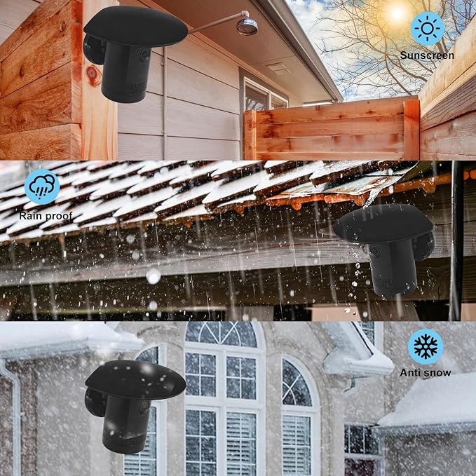 Sun Rain Shade Camera Cover Compatible with Ring Outdoor Cam Plus | Weatherproof Camera Protective Shield for Resistant UV, Anti Glare,Easy to Install,Black - Image 6