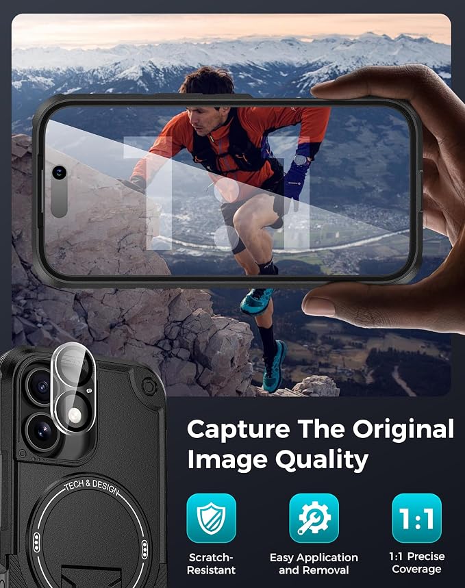 Goton 3 in 1 for iPhone 16 Case with Privacy Screen Protector Black | Glass Camera Lens Protector,Compatible for MagSafe,Invisible Kickstand, Shockproof Phone Cover for iPhone16 - Image 7
