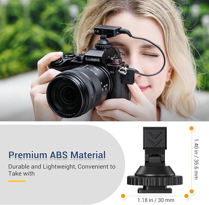 JJC Cold Shoe Mount Adapter for DJI Mic Mini / Mini 2 2S, Stable Anti-Slip | with Tighten Knob & 1/4"-20 Hole, High-Stength ABS, Angle Adjustable, Hot Shoe Accessories for DSLR Camera Video Recording - Image 2