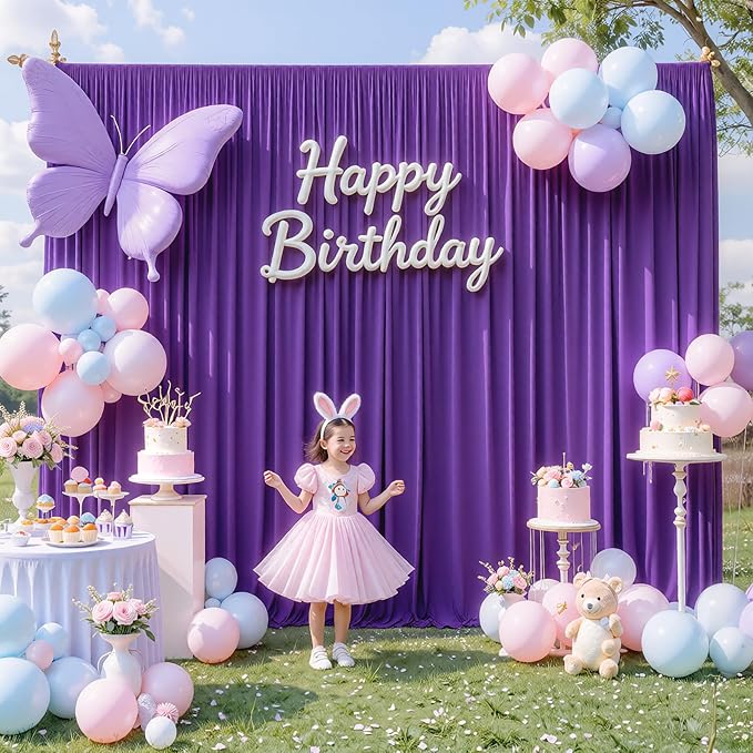 30ftx10ft Purple Backdrop Curtains for Party Background, Wrinkle Free Purple Photo Backdrop Drapes 6 Panels Back Drop Cloth for Wedding Birthday Photography Baby Shower Decor - Image 4