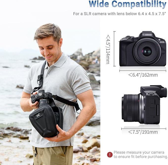 JJC Hard Camera Case Bag for Canon EOS R50 R100 R10 R8 R7 Nikon Z8 Z6 II | Waterproof EVA Shell, Quick Access Opening, Belt Loop Design & Detachable Shoulder Strap, Accessory Pocket, Travel Friendly - Image 2
