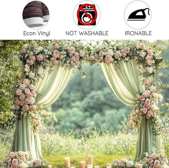 20X10ft Sage Green Floral Wall Backdrop Green Wedding Flower Arch Photography Background Spring Tea Party Backdrop Floral Girls Birthday Weeding Valentine's Day Mother's Day Event Banner Photo Props - Image 6