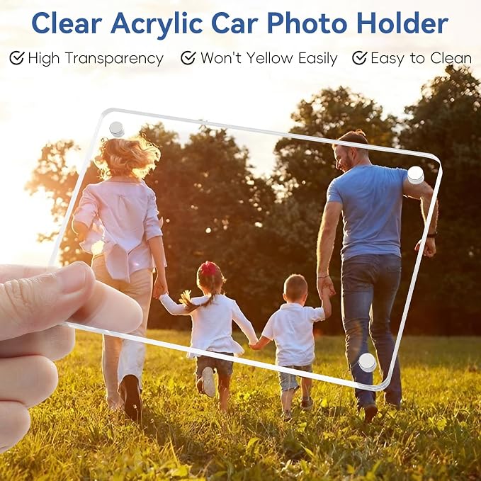 4 Pack Car Picture Holders, Clip Visor Photo Frame Acrylic Magnetic Picture Frames for Cars Sunvisor Display Personalized Memorial Family Dad Mother Couple Pet Wallet Size Photos 2.4 × 3.5 inch - Image 4