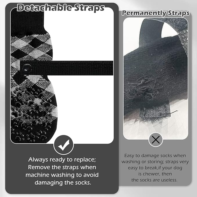 EXPAWLORER Anti Slip Dog Socks to Prevent Licking Paws, Dog Shoes for Hot Pavement, Dog Booties for Small Medium Large Senior Dogs, Traction Control Boots & Paw Protectors for Hardwood Floors - Image 5
