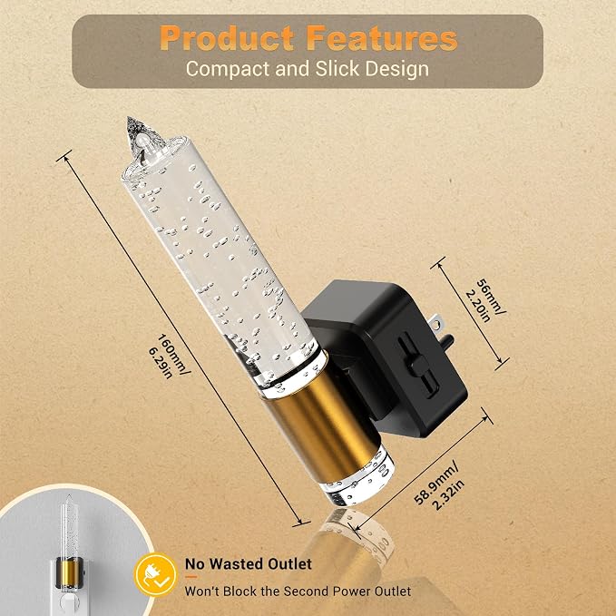 JandCase Night Light, Flameless Candle Night Lights Plug into Wall 2 Pack | Dusk to Dawn Sensor Aesthetic Automatic Nightlight, Amber Dimmable LED Nightlights, Decorative nite light for Adults Bathroom - Image 6