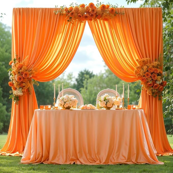 Orange Backdrop Curtains - 8 Panel Wrinkle-Free Polyester Photography Drapes for Baby Shower & Birthday Party - 32 x 10FT - Image 7