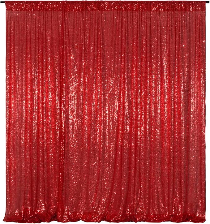 Poise3EHome Red Sequin Backdrop, 20Ft x 10Ft Glitter Photography Background Curtains for Party Baby Shower Wedding Birthday Christmas Thanksgiving Halloween Decoration by Poise3EHome