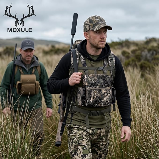 MOXULE Binocular Harness Chest Pack: Bino Case with Rangefinder Pouch XL | Silent magnetic lid, one-handed access, removable pouches, rain cover, MOLLE webbing for hunting hiking bird watching - Image 6