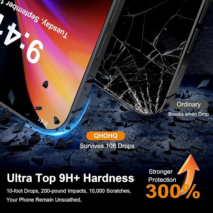 QHOHQ for iPhone 16 Pro Privacy Screen Protector + Camera Lens Protector | 3+3Pack Tempered Glass, Military Grade Shatterproof, Anti Spy Glass, Full Edge Coverage, Ultra Durable,with Installation Tool - Image 4