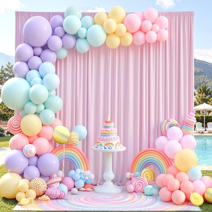 20ftx10ft Wrinkle Free Light Pink Backdrop Curtains for Parties, Silky Polyester Photo Backdrop Drapes 4 Panels 5x10ft Back Drop Cloth for Wedding Birthday Baby Shower Photography Background - Image 7