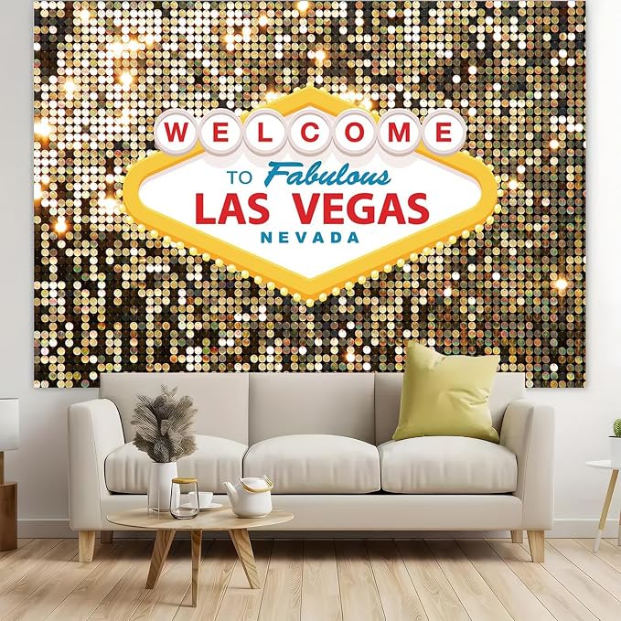 6x6FT Fabulous Casino Poker Movie Themed Photo Background Welcome to Las Vegas Party Photography Backdrops Vintage Costume Dress-up Baby Shower Banner Birthday Prom Ceremony Supplies Props Vinyl - Image 3