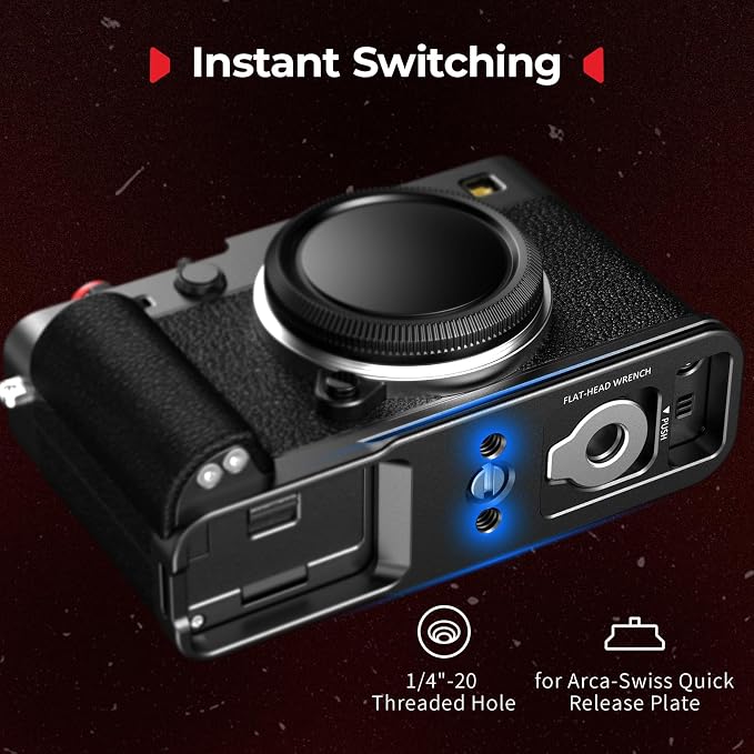 SmallRig L-Shape Grip Handgrip for Fujifilm X-E5 with Shutter Button | Built-in Quick Release Plate for Arca, 1/4"-20 Threaded Holes, Lightweight Ergonomic Grip - Image 3