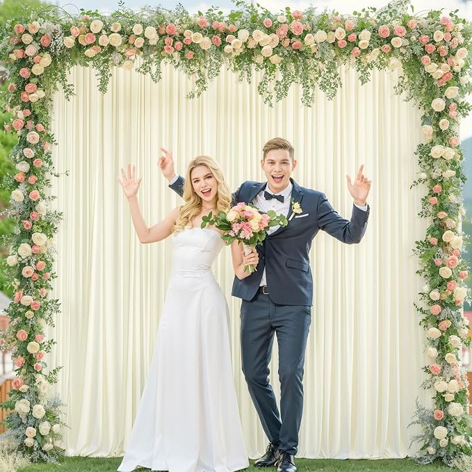 Wish Care Ivory Backdrop Curtains 4 Panels - Wrinkle-Free Polyester Photography Drapes for Wedding, Baby Shower, Birthday Party & More - 16 X10FT (Ivory) - Image 4