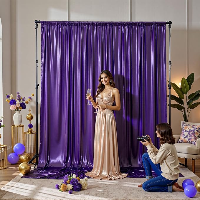 10x10FT Purple Sequin Backdrop Curtain for Party - 2 Panels 5x10FT Wrinkle-Free Shimmer Drapes for Birthday, Wedding, Christmas, Decorations & Photography - Image 7